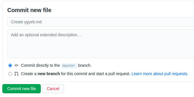 Commit new file in GitHub.